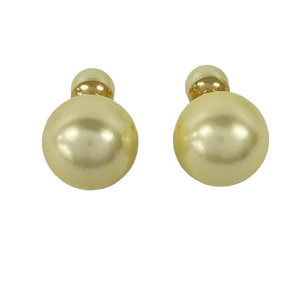 Christian Dior Dior Tribal Earrings Cream Gold Faux Pearl Hardware